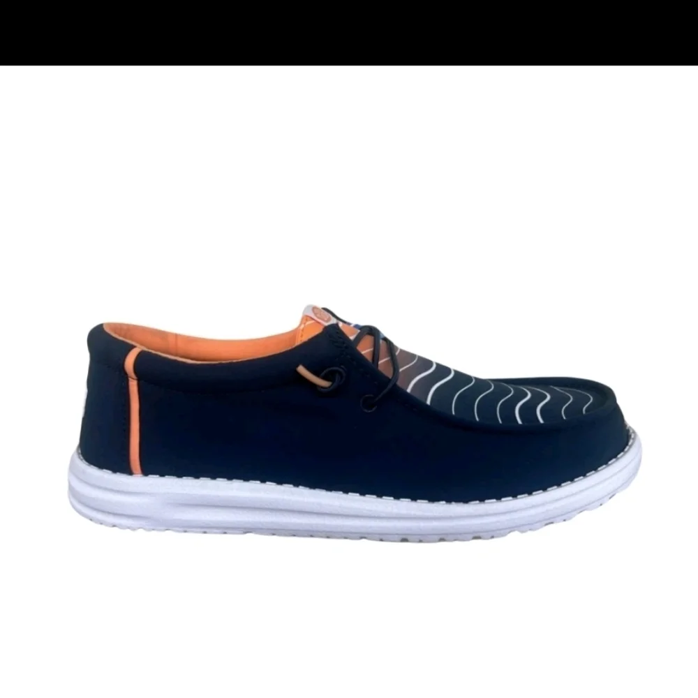 Hey Dude Men’s Wally Surf Waves Navy/Multi – Lightweight, Breathable Slip-On Loa